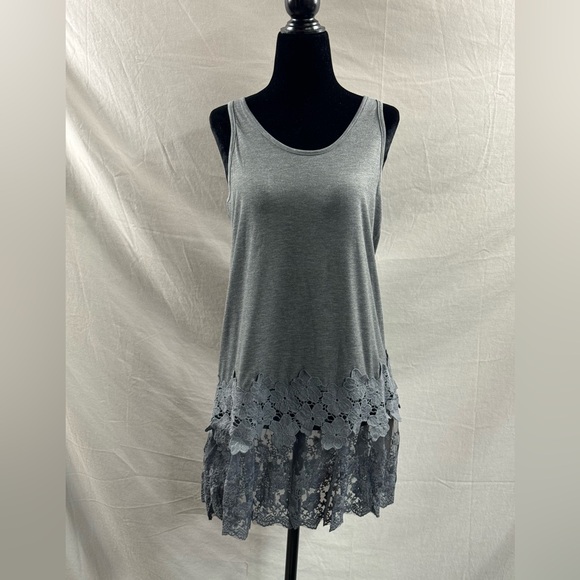 Contrast Lace Tank Top Grey - Picture 6 of 8
